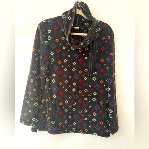 Womens Pullover Fleece Jasmine& Ginger Sz M Caul Neck Grosgrain Ribbon Front Pkt